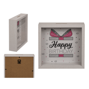 Wooden saving box, Happy Birthday,