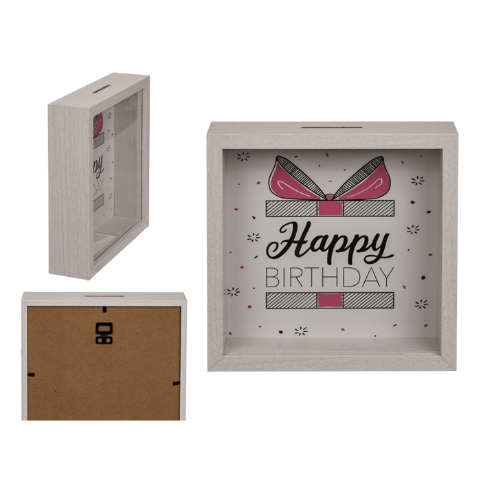 Wooden saving box, Happy Birthday,
