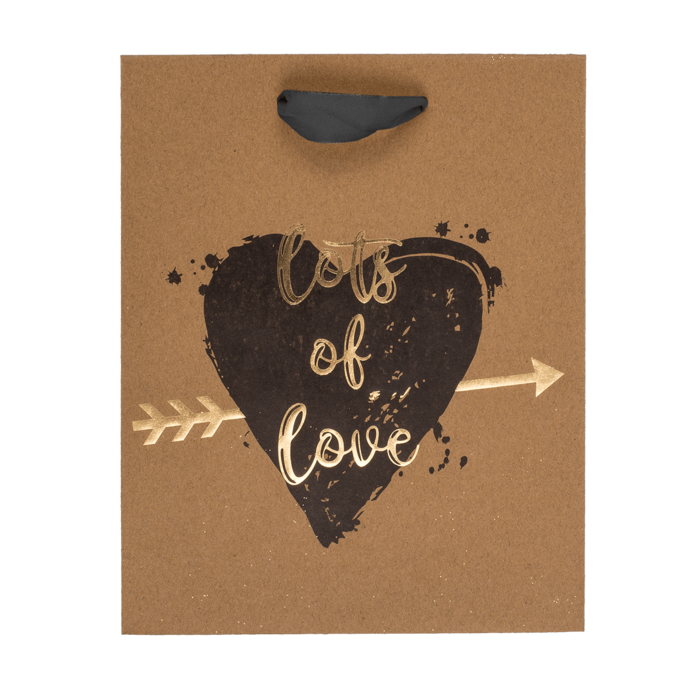 Craft paper gift bag, hearts, - Image 2
