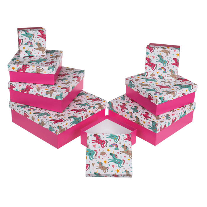 Pink gift box with unicorns, - Image 2