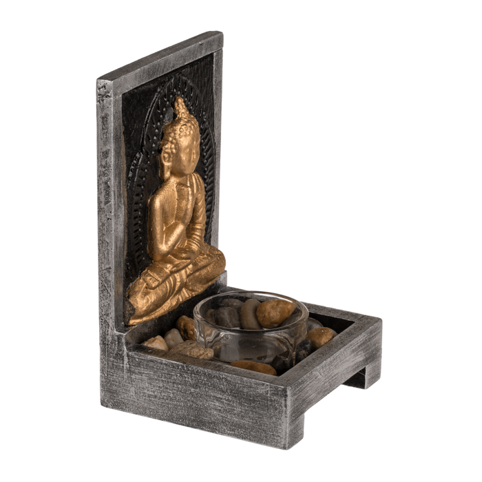 Wooden tealight holder, Buddha, - Image 4
