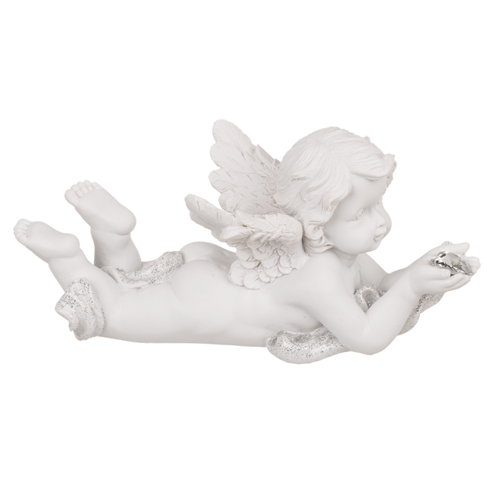 Lying polyresin Angel with crystal heart, - Image 2