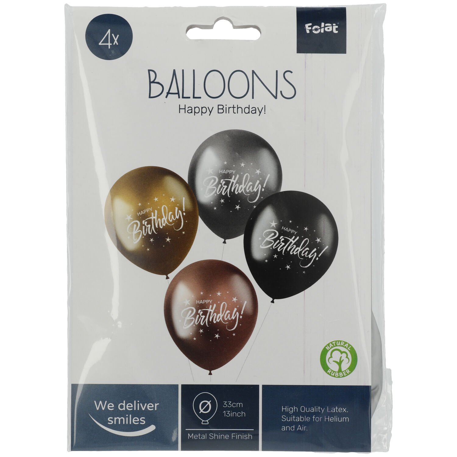 Balloons Shimmer 'Happy Birthday!' Electrum 33cm - 4 pieces - Image 2