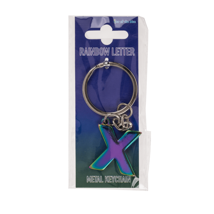 Metal Keychain, Rainbow Letter - Letter X - Image 2