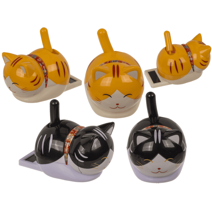 Movable figure,Wagging cat, with solar cell,