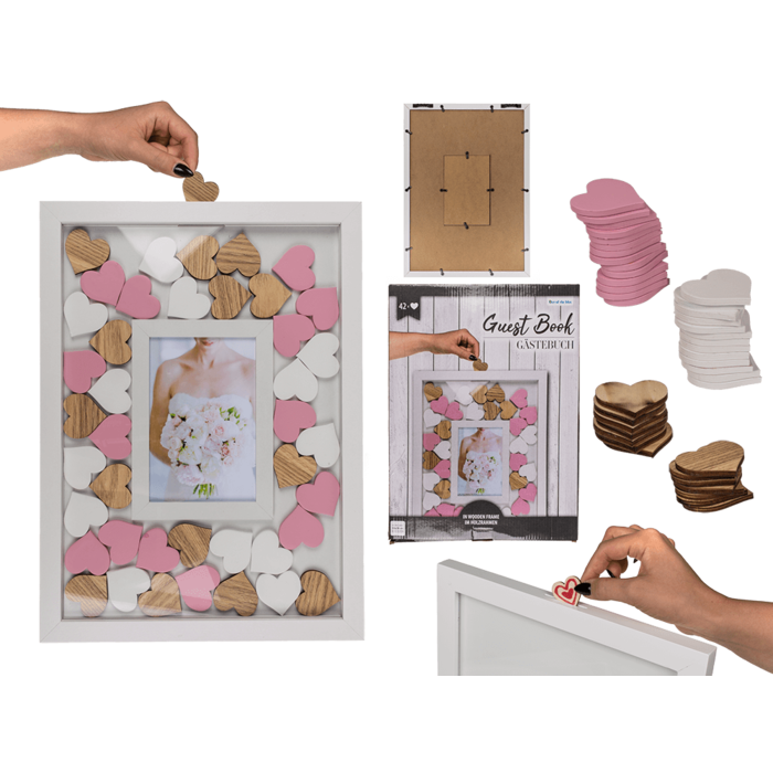 Guest book in picture frame with 42 writable,