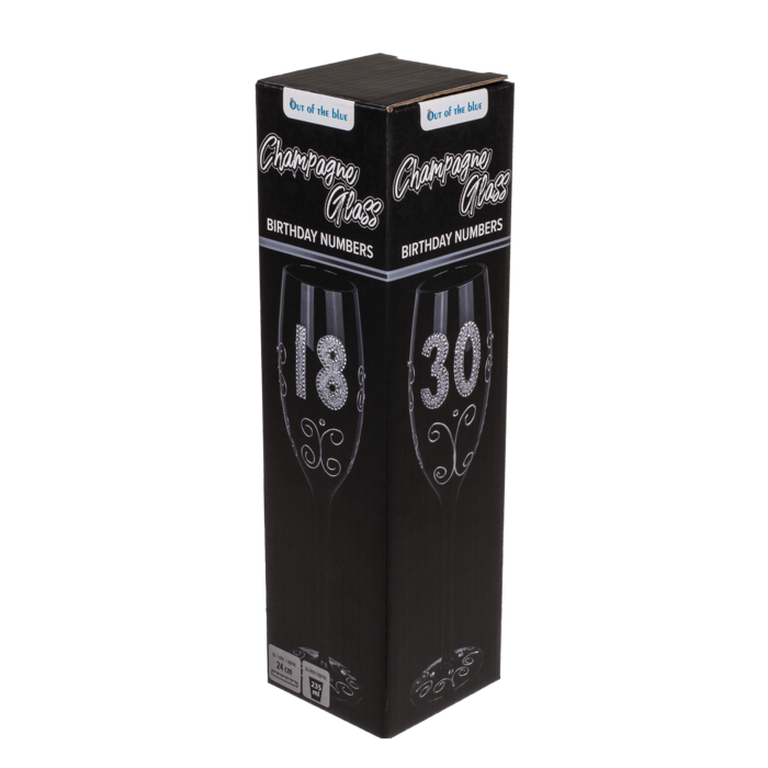 Black champagne glass with silver glitter, - Image 2