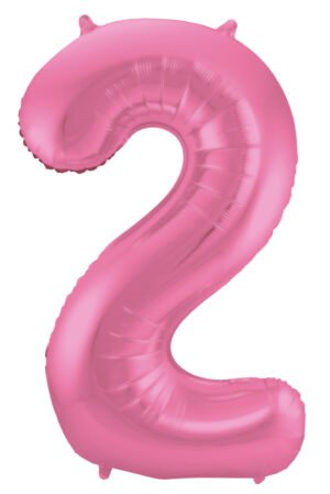 Foil Balloon Number 2 - Pink Metallic Mat - 86 cm