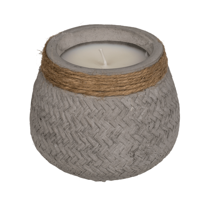 Candle in cement pot with jute decoration, - Image 4