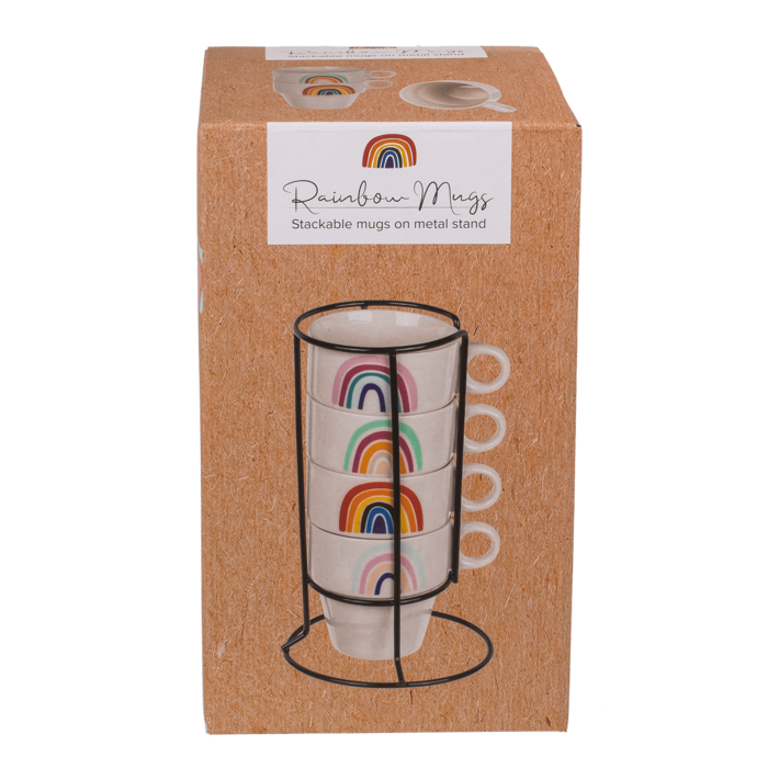 Stackable mugs on metal stand, Rainbow, - Image 2