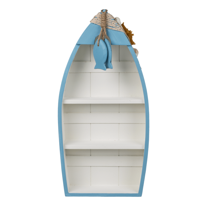 Wooden decoration boat with maritime deco, - Image 2
