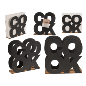 Black metal tissue holder, Cook, with wooden