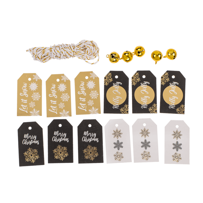 Gift tags, Golden shine, including 6 bells - Image 3