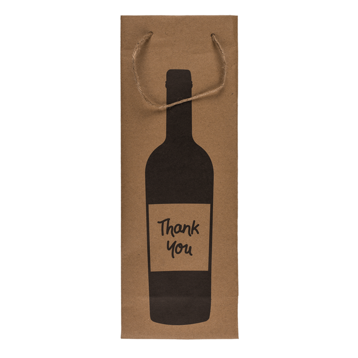 Wine bottle craft paper gift bag, with jute - Image 4