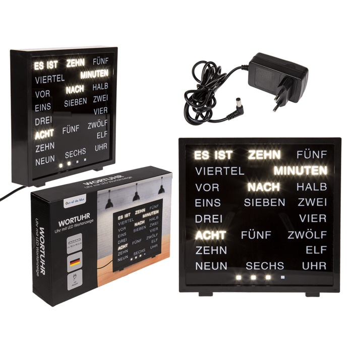 Clock with German words,