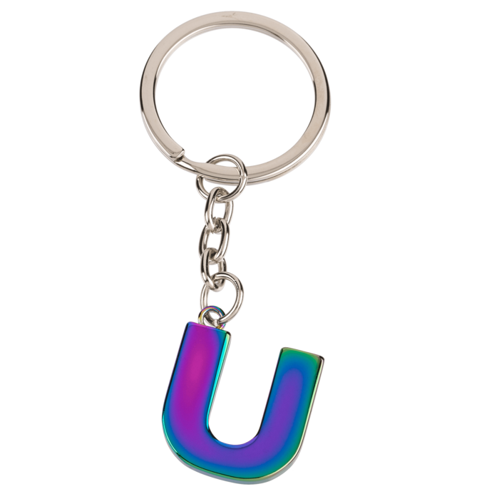 Metal Keychain, Rainbow Letter - Letter U - Image 2