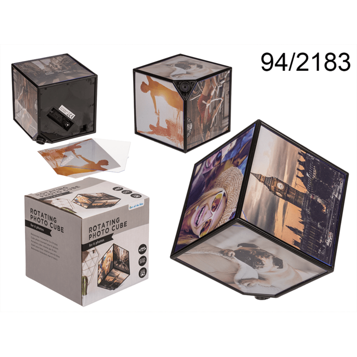 Rotating picture cube for 6 photos 11 x 11 cm,