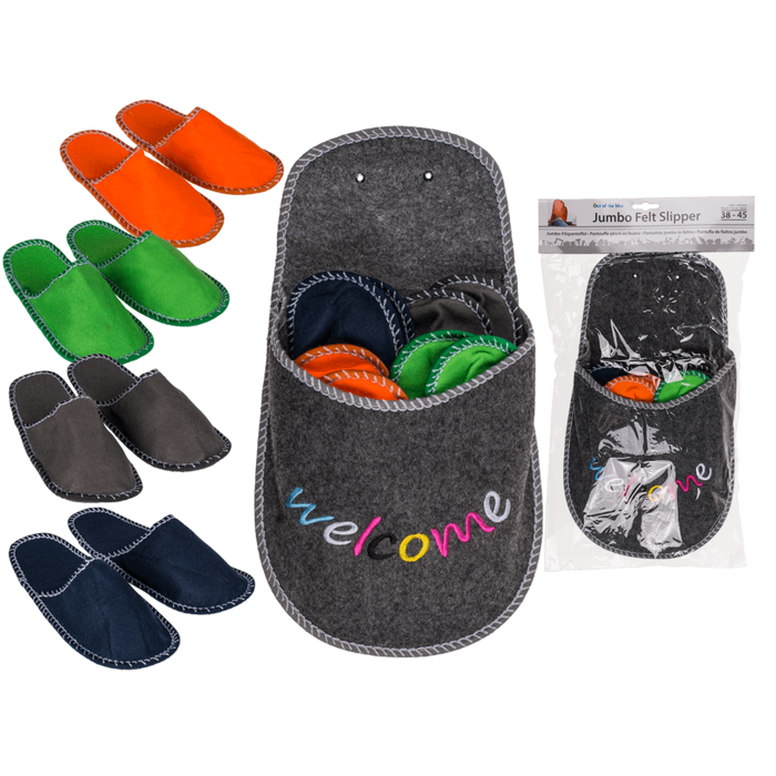 Jumbo felt slipper, Welcome,