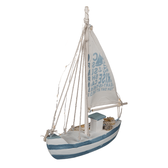 Wooden sailing boat with 13 warm white LED, - Image 3