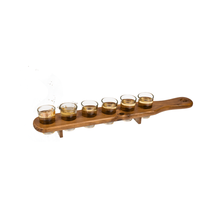 Shooter glass, set of 6pcs. with wooden slat, - Image 3