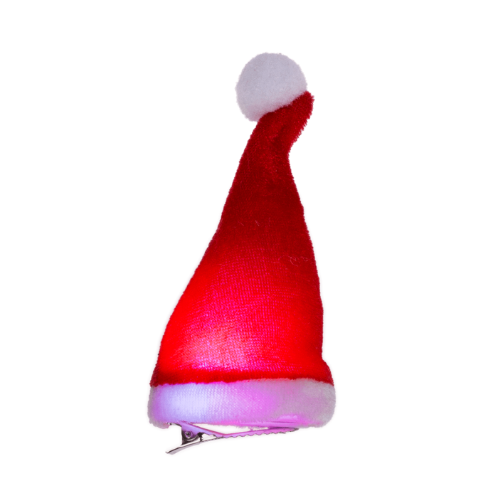 Plush hair clip, Christmas Hat with LED, - Image 3