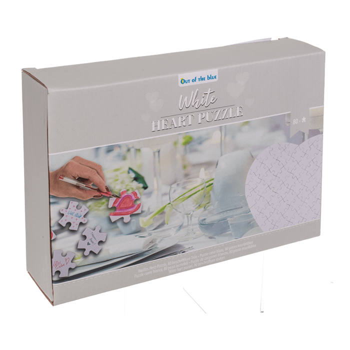 White heart shape puzzle, 80 inscribable pieces, - Image 3