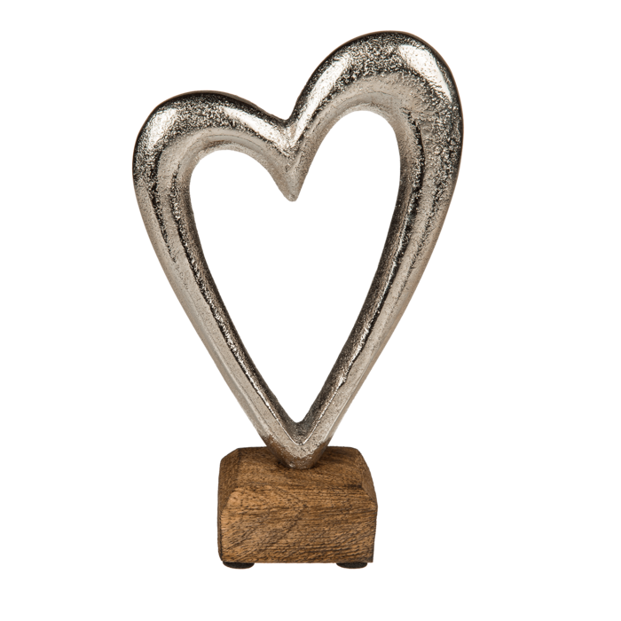 Metal heart on wooden base, - Image 2