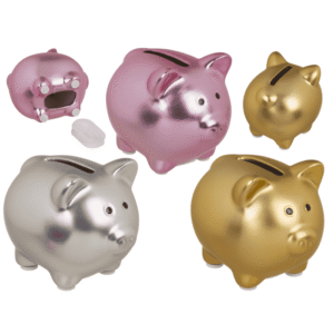 Money box, Shiny piggy, 3 colours ass.,