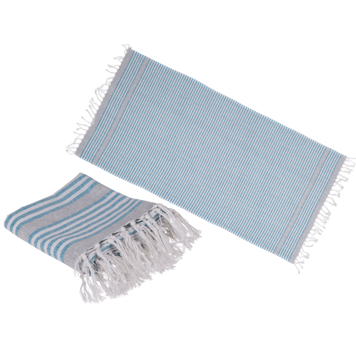 White/blue coloured Fouta Towel (for sauna &,