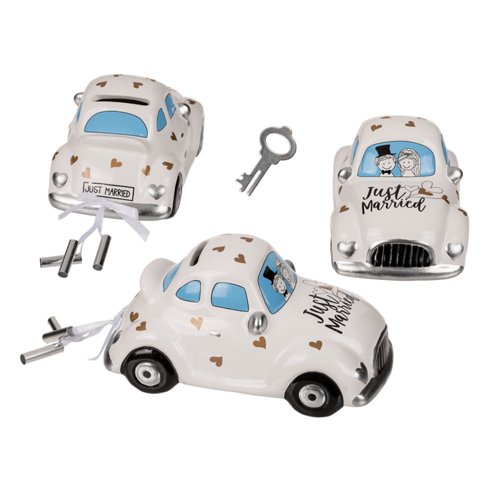 Savings box with lock, wedding car ,