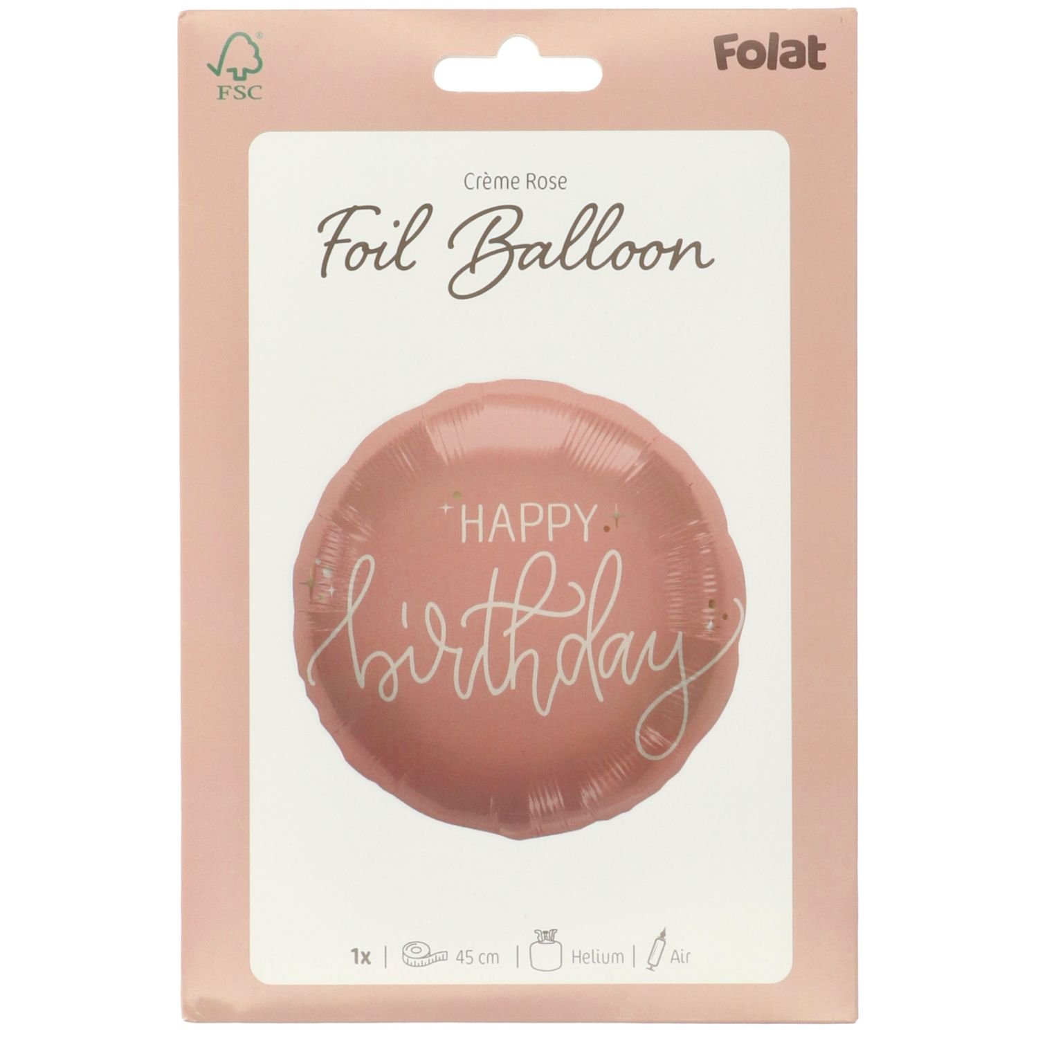 Foil Balloon - "Happy Birthday" - Crème Rose - 45 cm - Image 2