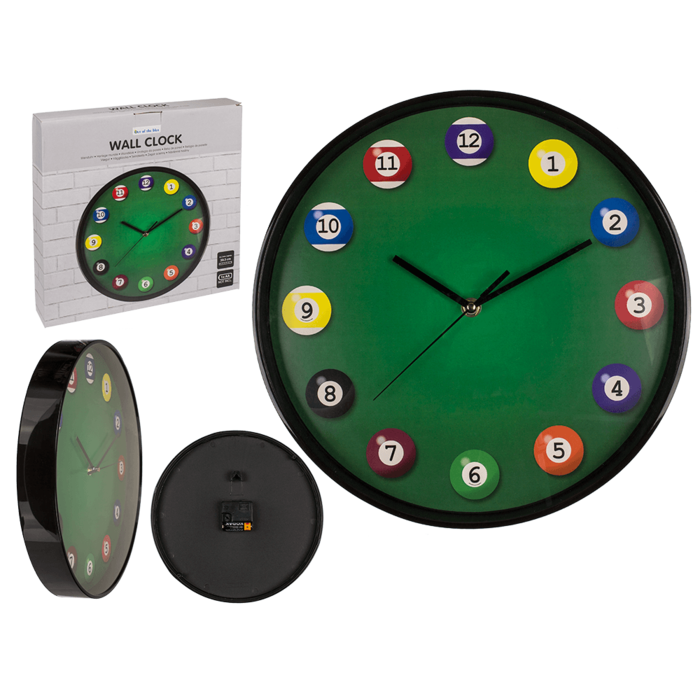 Wall clock, Billard, D: ca. 30,5 cm,