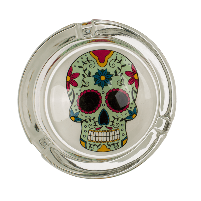 Glass ashtray, Coloured Skull, - Image 3