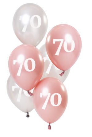 Balloons Glossy Pink 70 Years 23cm - 6 pieces