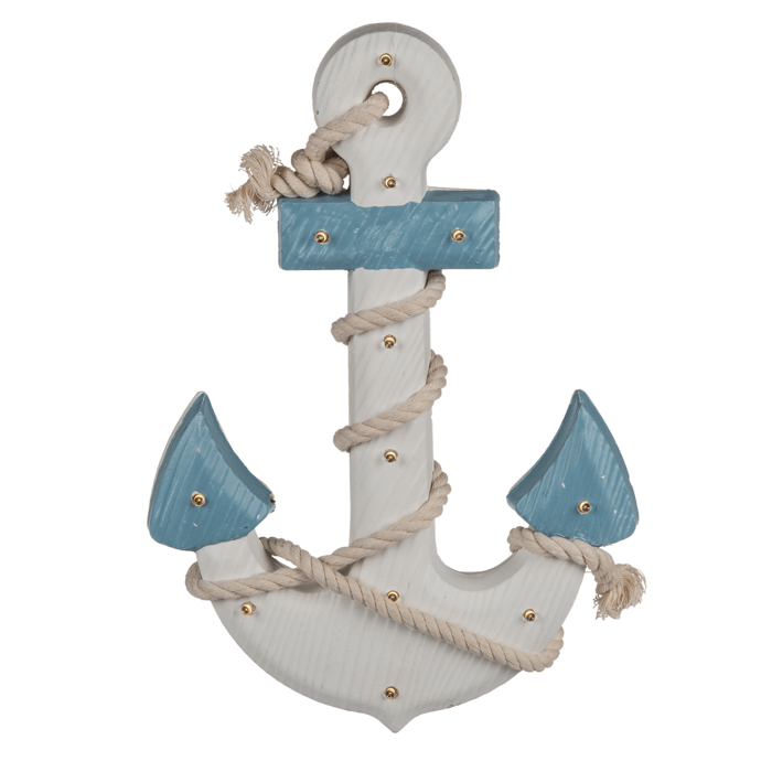 Wooden anchor with rope & 12 warm white LED, - Image 3