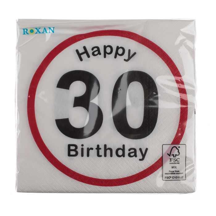 Paper napkins, Happy Birthday - 30, - Image 3
