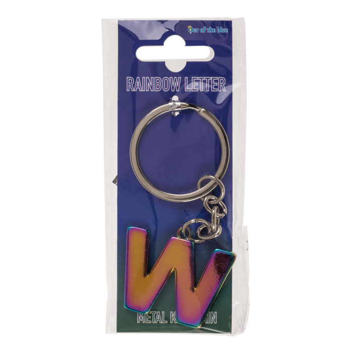 Metal Keychain, Rainbow Letter - Letter W - Image 2