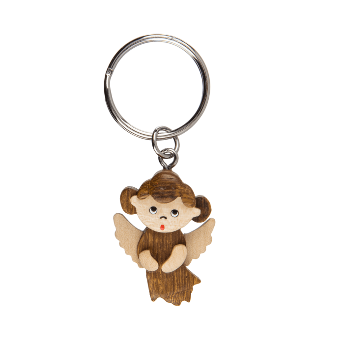 Metal keychain, Natural wood Angel, - Image 2