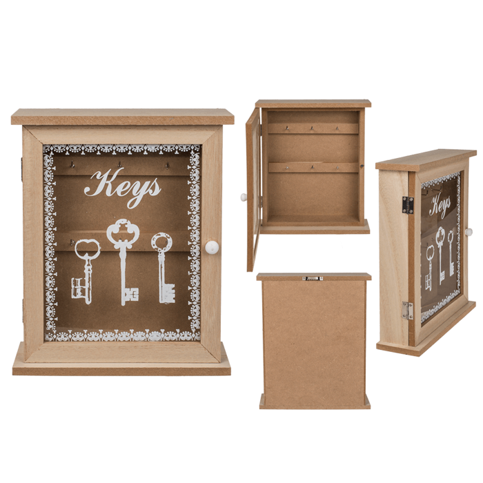 Natural coloured wooden key box, Keys,