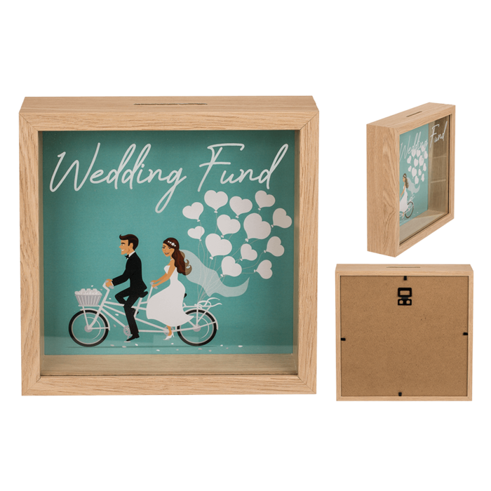 Wooden saving box, wedding fund,
