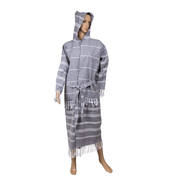 Grey/white colored fouta hamam bath robe, - Image 3