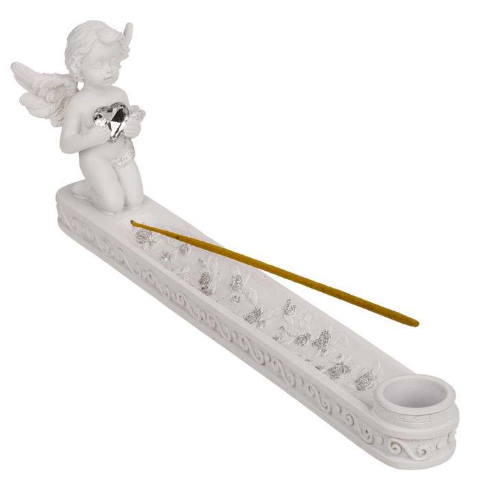 Incense stick holder, Angel with crystal heart, - Image 2