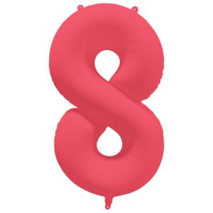 Foil Balloon Number 8 - Neon Red - 86 cm