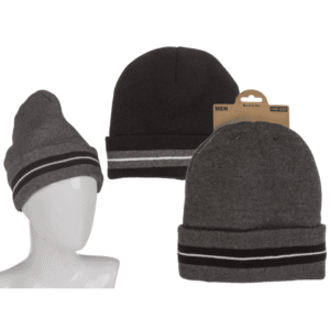 Men winter hat, Striped, with inner lining,