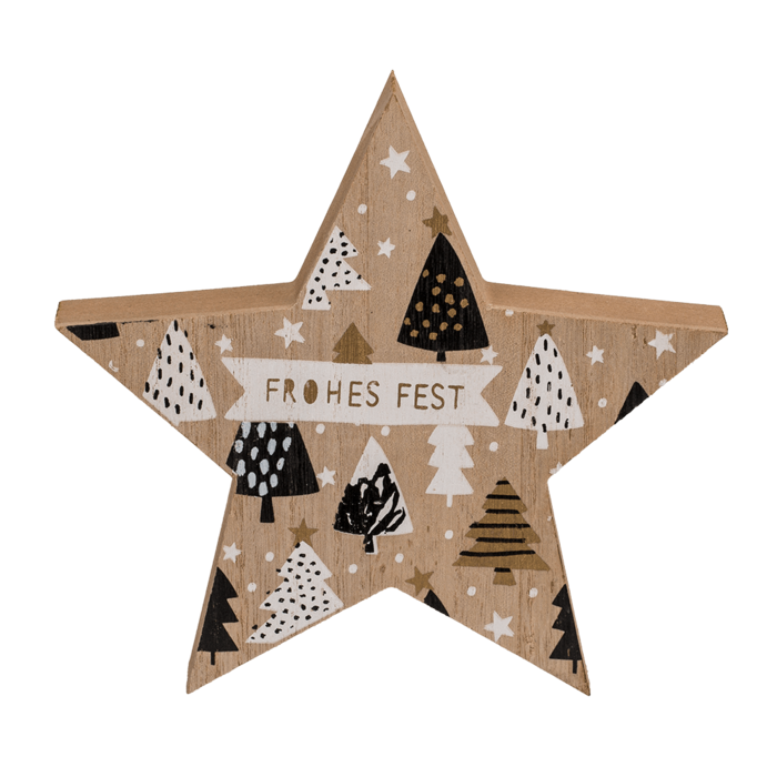 Standing wooden star with black/white colored - Image 3