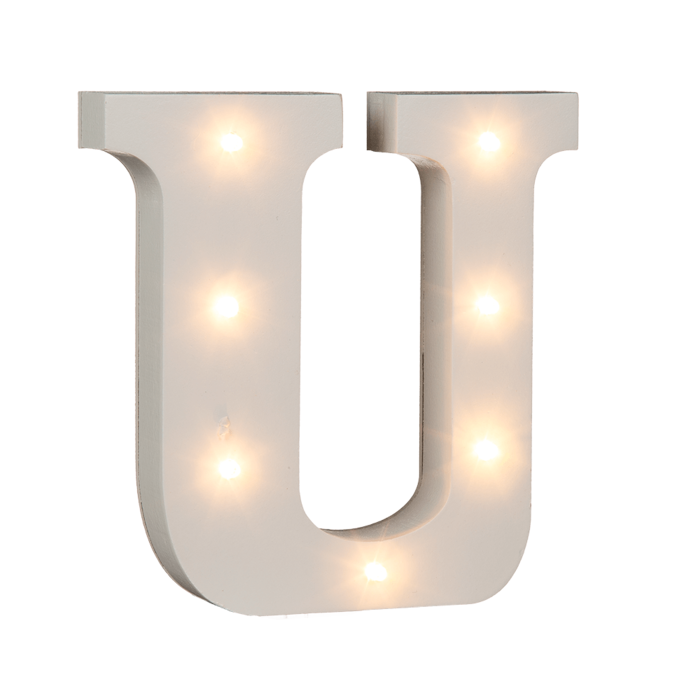 Illuminated wooden letter U, with 7 LED, - Image 2