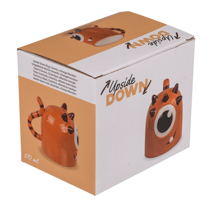 Upside Down Mug, Monster, orange, ca. 12 x 14 cm, - Image 3