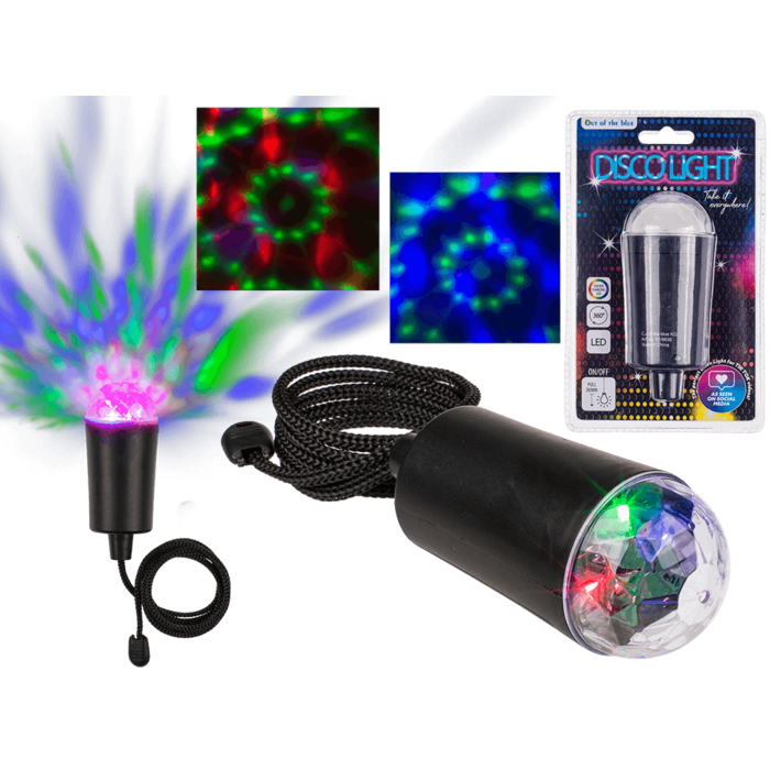 Black disco pendant lamp with colour changing LED