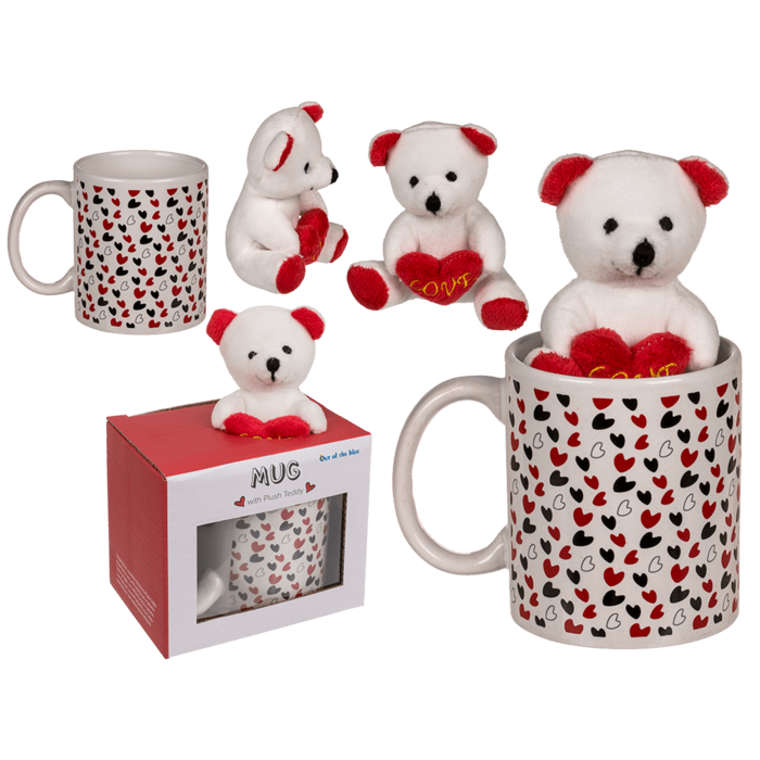 White mug, with little hearts,