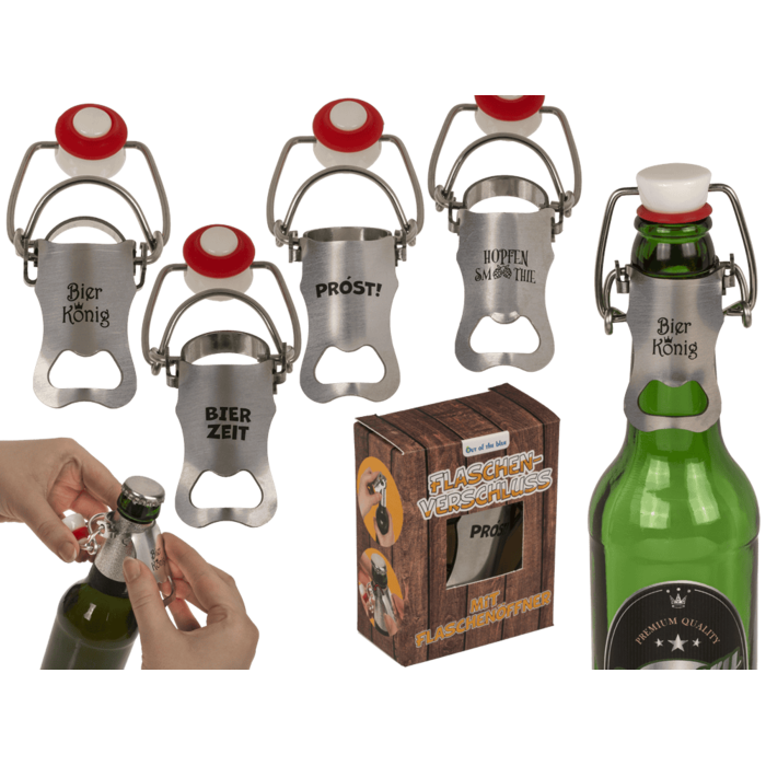 Bottle stopper with bottle opener, 9 cm,